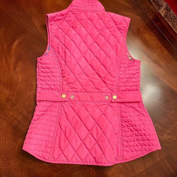 EUC Women's Lilly Pulitzer Blake Quilted Vest Tropical Pink Private Island SMALL - Picture 5 of 6